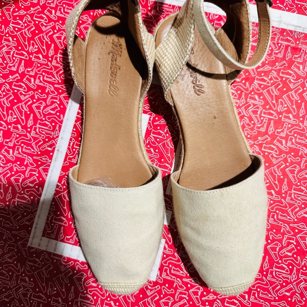 Madewell linen and leather Beige Espadrille Sandals 8